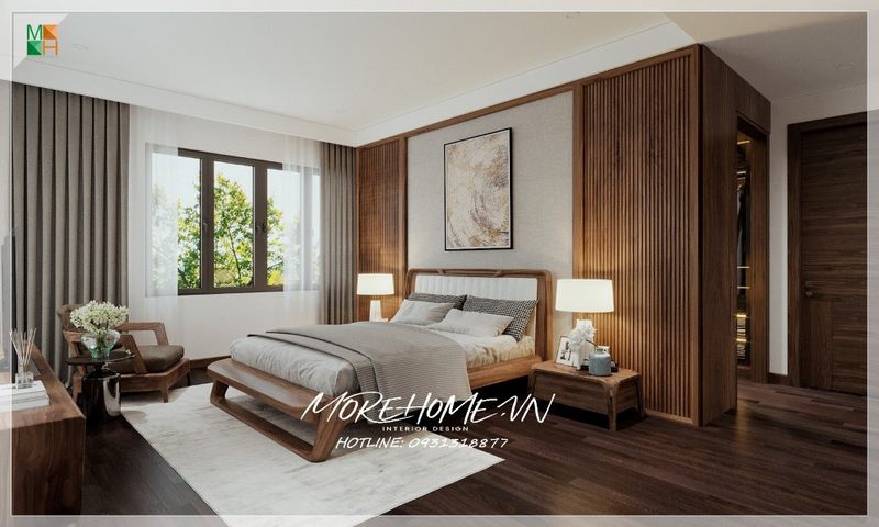 Tap đầu giường gỗ tự nhiên có chân sắp xếp cất trữ tô điểm trang trí cho không gian.