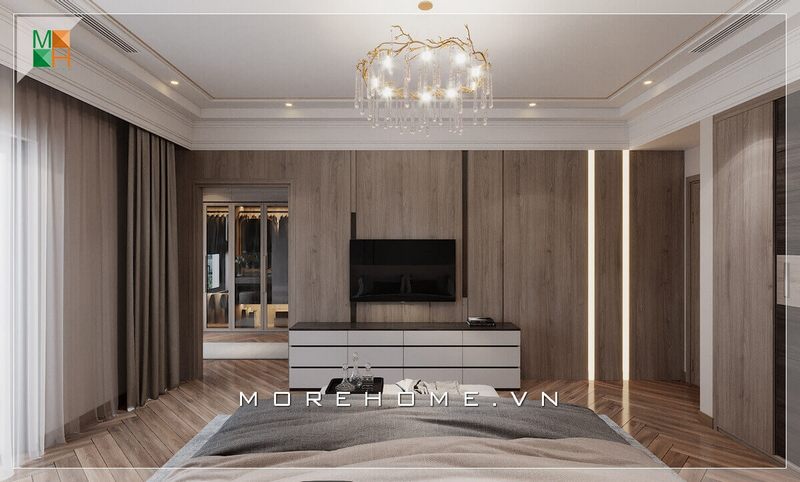 Mẫu gỗ lát sàn phòng ngủ mang vẻ tiện nghi và rất cao cấp
