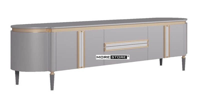 Mẫu kệ ti vi cao cấp với thiết kế ấn tượng, chân gỗ cách điệu được yêu thích tại MoreHome